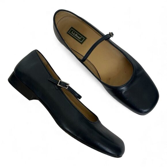 LL Bean Mary Jane Leather Shoes Sz 7 Square Toe Twee Balletcore Made in Portugal - Picture 11 of 11
